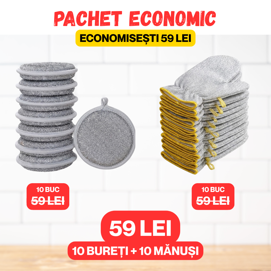 PACHET MAGIC DE CURATENIE 10 MANUSI+10 BURETI
