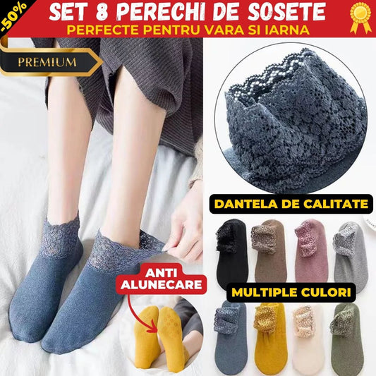 SET 8 PERECHI DE SOSETE CU DANTELA
